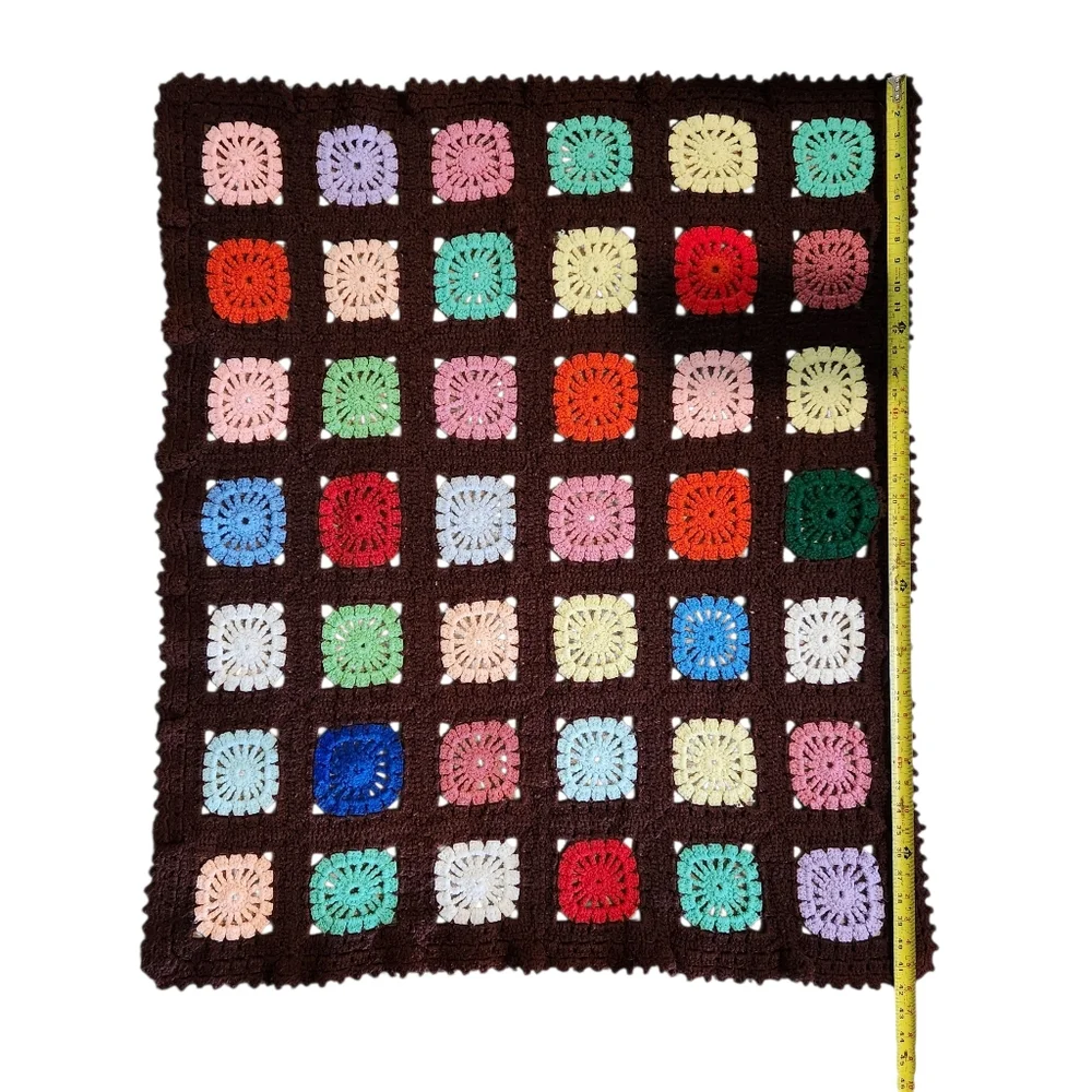 Granny Square Afghan Homemade Crochet Blanket Roseanne Style 36